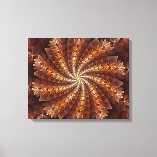 Warme kleuren, Trippy Modern Fractal Art Patroon Canvas Afdruk (Voorkant)
