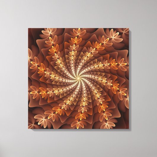 Warme kleuren, Trippy Modern Fractal Art Patroon Canvas Afdruk (Voorkant)