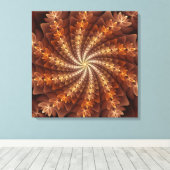 Warme kleuren, Trippy Modern Fractal Art Patroon Canvas Afdruk (Insitu (Houten vloer))