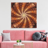 Warme kleuren, Trippy Modern Fractal Art Patroon Canvas Afdruk (Insitu (Woonkamer))