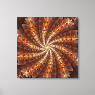 Warme kleuren, Trippy Modern Fractal Art Patroon Canvas Afdruk