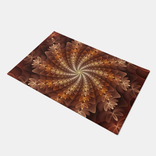 Warme kleuren, Trippy Modern Fractal Art Patroon Deurmat (Schuin)