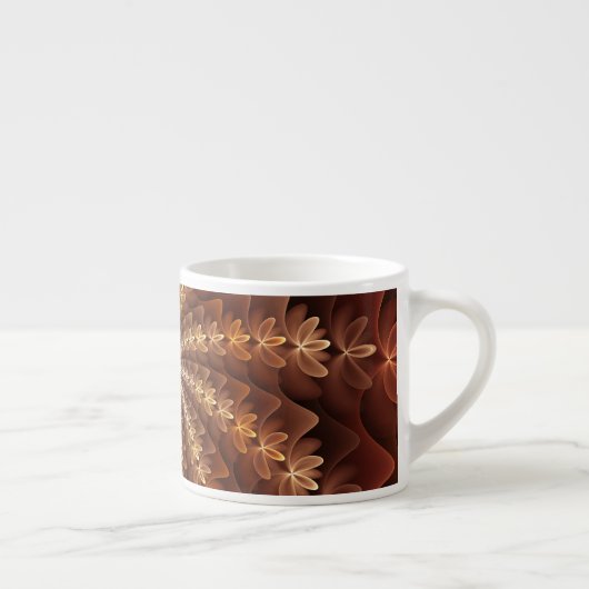 Warme kleuren, Trippy Modern Fractal Art Patroon Espresso Kop (Rechts)