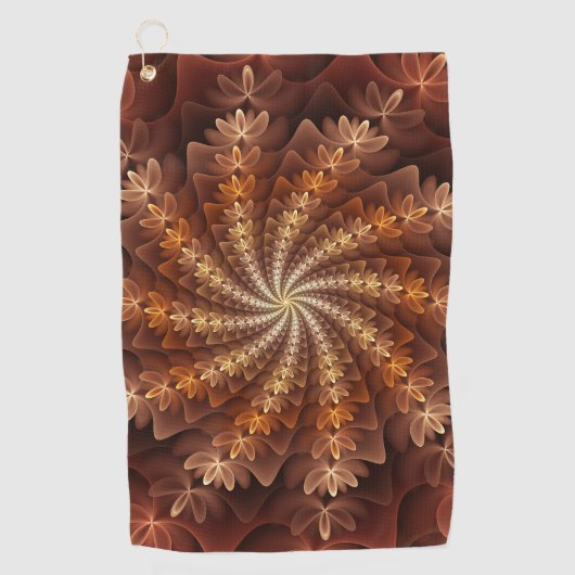 Warme kleuren, Trippy Modern Fractal Art Patroon Golfhanddoek (Voorkant)