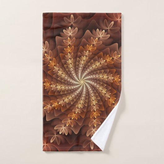 Warme kleuren, Trippy Modern Fractal Art Patroon Handdoek (Handdoek)