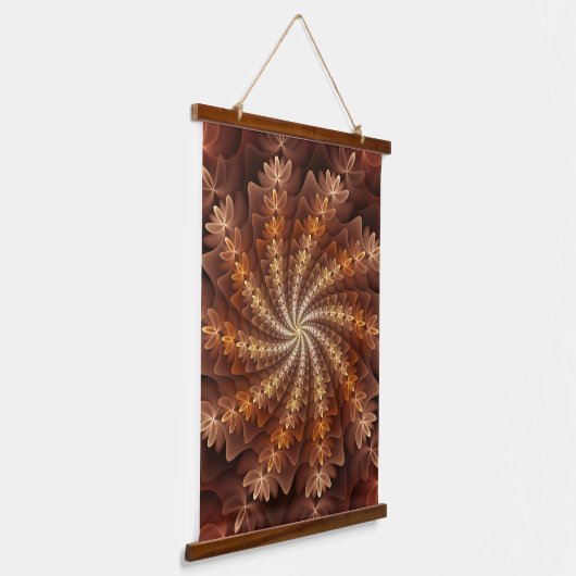 Warme kleuren, Trippy Modern Fractal Art Patroon Hangend Wandkleed (Gebogen)