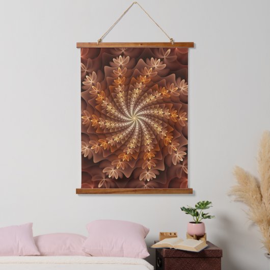 Warme kleuren, Trippy Modern Fractal Art Patroon Hangend Wandkleed (Slaapkamer)