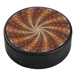 Warme kleuren, Trippy Modern Fractal Art Patroon Hockey Puck