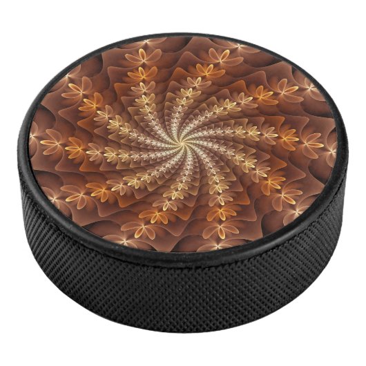 Warme kleuren, Trippy Modern Fractal Art Patroon Hockey Puck (3/4)