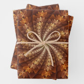 Warme kleuren, Trippy Modern Fractal Art Patroon Inpakpapier Vel (In situ)