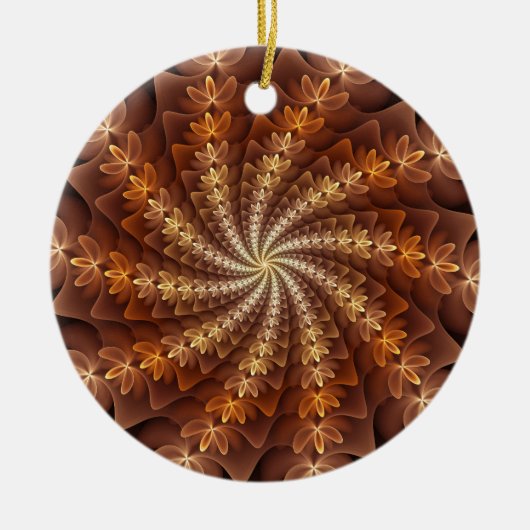 Warme kleuren, Trippy Modern Fractal Art Patroon Keramisch Ornament (Voorkant)