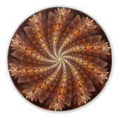 Warme kleuren, Trippy Modern Fractal Art Patroon Keramische Knop (Voorkant)