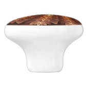 Warme kleuren, Trippy Modern Fractal Art Patroon Keramische Knop (Zijkant)