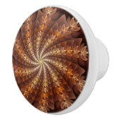 Warme kleuren, Trippy Modern Fractal Art Patroon Keramische Knop (Rechts)