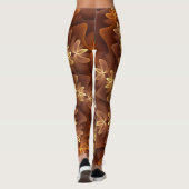 Warme kleuren, Trippy Modern Fractal Art Patroon Leggings (Achterkant)