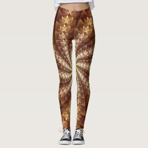 Warme kleuren, Trippy Modern Fractal Art Patroon Leggings