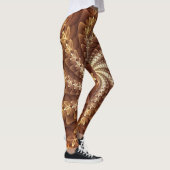 Warme kleuren, Trippy Modern Fractal Art Patroon Leggings (Rechts)