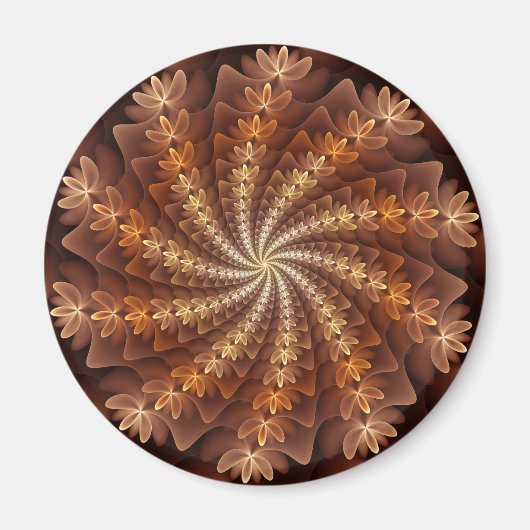 Warme kleuren, Trippy Modern Fractal Art Patroon Magneet (Voorkant)