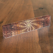 Warme kleuren, Trippy Modern Fractal Art Patroon Naambordje (Zijkant)