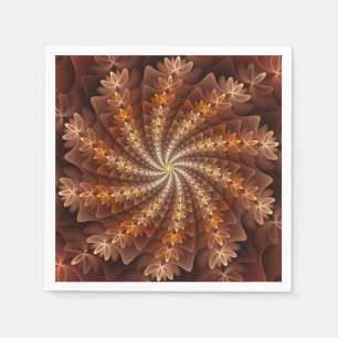 Warme kleuren, Trippy Modern Fractal Art Patroon Servet