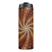 Warme kleuren, Trippy Modern Fractal Art Patroon Thermosbeker (Voorkant)