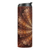 Warme kleuren, Trippy Modern Fractal Art Patroon Thermosbeker (Gedraaid links)