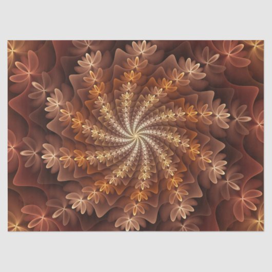 Warme kleuren, Trippy Modern Fractal Art Patroon Tissuepapier (Voorkant)