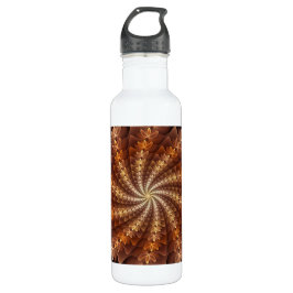 Warme kleuren, Trippy Modern Fractal Art Patroon Waterfles
