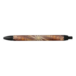 Warme kleuren, Trippy Modern Fractal Art Patroon Zwarte Inkt Pen
