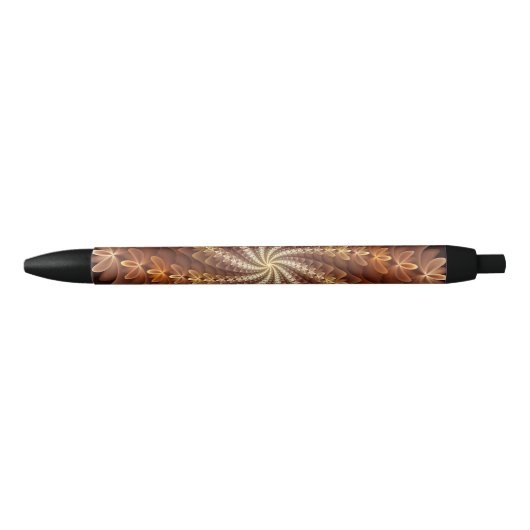 Warme kleuren, Trippy Modern Fractal Art Patroon Zwarte Inkt Pen (Voorkant)