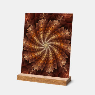 Warme kleuren, trippy modern fractal kunstpatroon acryl bord