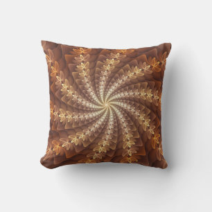 Warme kleuren, trippy modern fractal kunstpatroon buitenkussen