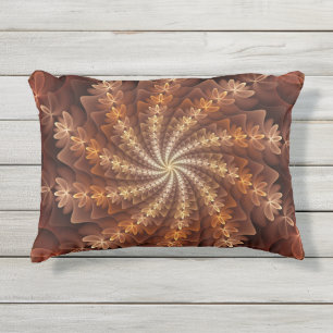 Warme kleuren, trippy modern fractal kunstpatroon buitenkussen