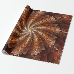Warme kleuren, trippy modern fractal kunstpatroon cadeaupapier