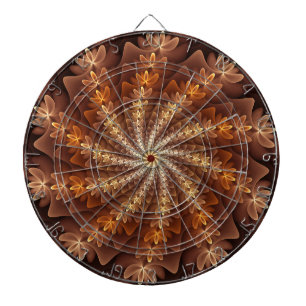 Warme kleuren, trippy modern fractal kunstpatroon dartbord