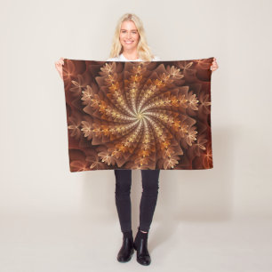 Warme kleuren, trippy modern fractal kunstpatroon fleece deken