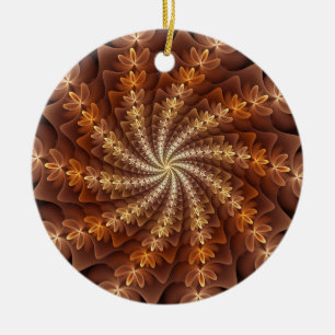 Warme kleuren, trippy modern fractal kunstpatroon keramisch ornament