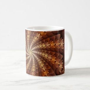 Warme kleuren, trippy modern fractal kunstpatroon koffiemok