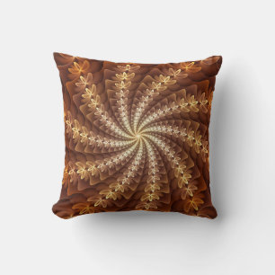Warme kleuren, trippy modern fractal kunstpatroon kussen