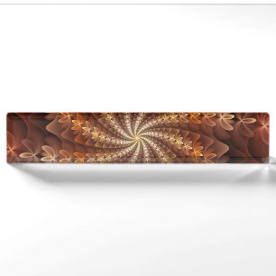 Warme kleuren, trippy modern fractal kunstpatroon naambordje