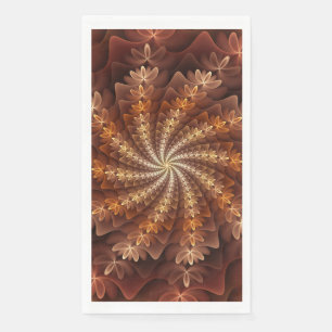 Warme kleuren, trippy modern fractal kunstpatroon servet