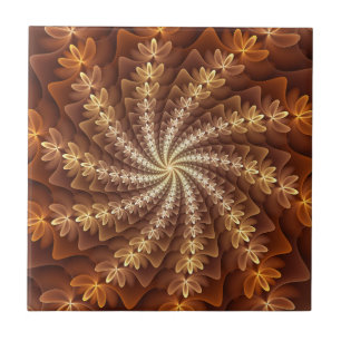 Warme kleuren, trippy modern fractal kunstpatroon tegeltje