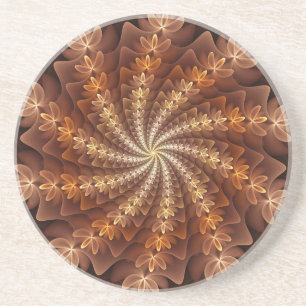 Warme kleuren, trippy modern fractal kunstpatroon zandsteen onderzetter