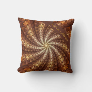 Warme kleuren, Trippy Moderne Fractal Patroon Naam Kussen