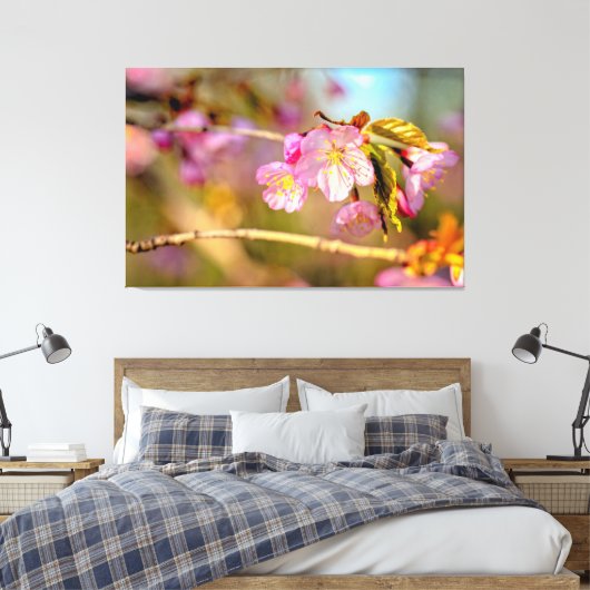 Warme kleuren van Sakura-bloemen in het Hanami-sei Canvas Afdruk (Insitu (Slaapkamer))