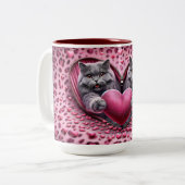 Warme knuffels in Valentijnsdag Speciale Koffie Mo Tweekleurige Koffiemok (Voorkant links)