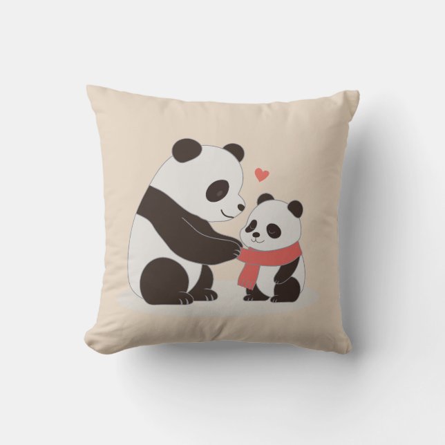 Warme knuffels, Panda Love Kussen (Voorkant)