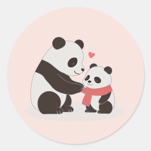 Warme knuffels, Panda Love Ronde Sticker (Voorkant)