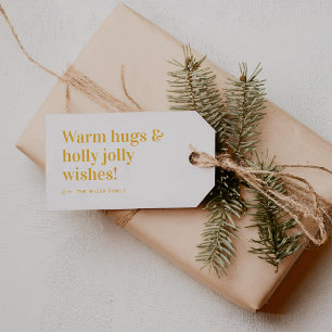 Warme knuffels   Schattige kerstfeest Cadeaulabel