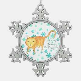 Warme knuffels & winter vlokken Kerstkat Tin Sneeuwvlok Ornament